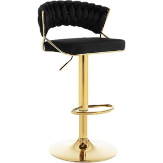 Woltu 1x Taburete De Bar De Cocina Alto, Giratorio Y Ajustable Con Reposapi&eacute;s Negro - Woltu