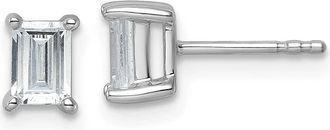 Diamond2Deal 14k Gold 1 ct Emerald Lab Grown Diamond Stud Earrings VS Clarity, D-E Color