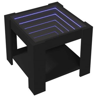 Berkfield Home Decorative Coffee Table with LED Black 53x53x45 cm Engineered Wood | Size: 53 x 53 x 45 cm