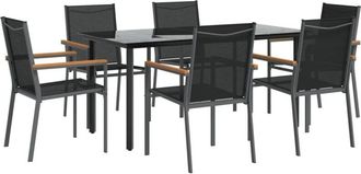 vidaXL Vidaxl - 7 Piece Garden Dining Set Black Textilene and Steel