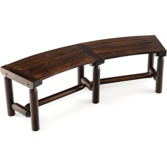 Costway Costway - Panca Curva in Legno Carbonizzato, Panchina da Esterno con Seduta Ampia e a Doghe per 2 Persone, Panca per Cortile, Giardino e Portico