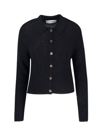 Our Legacy Cropped Ribbed Knit Cardigan with Classic Collar
