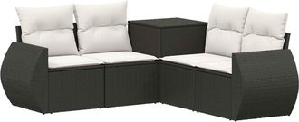vidaXL Juego De Sof&aacute; 5 Uds. Negro Y Blanco Crema Vidaxl
