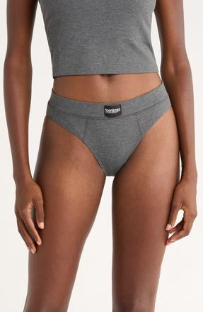 TomboyX Rib Bikini Briefs in Heather Gray at Nordstrom, Size X-Large