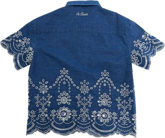 MC2 Saint Barth Girls Shirt Clementine Jr Chambray Blue Cotton Blouses And