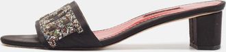 Carolina Herrera Black Satin And Glitter Slide Sandals