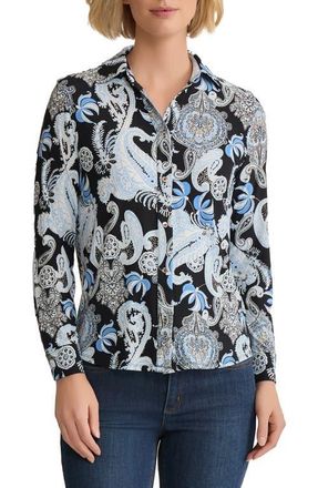 Jones New York Paisley Button-Up Shirt in Jones Black Multi at Nordstrom, Size X-Small P