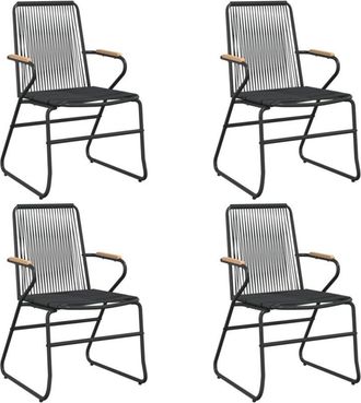 vidaXL Vidaxl - Sillas De Jard&iacute;n 4 Unidades Rat&aacute;n Pvc Negro 58x59x85,5 Cm