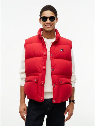 Tommy Hilfiger Mens Water-Repellent Down Vest - Medium Red - XXL