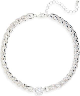 Nordstrom Rack Cubic Zirconia Statement Collar Necklace. in Clear- Silver at Nordstrom Rack