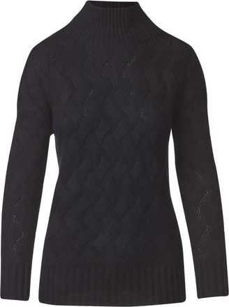 Kinross Cashmere Womens Cable Funnel Top In Black