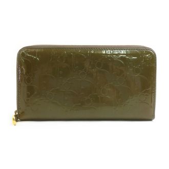 Dior Khaki Patent Leather Long Wallet (Bi-Fold) (Pre-Owned)