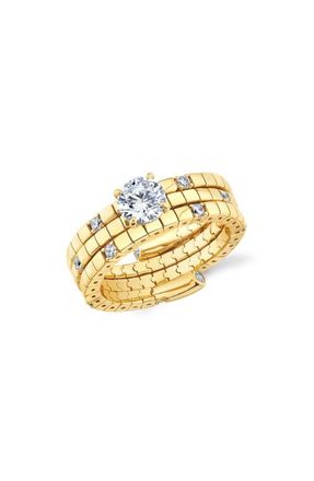 Crislu Pure Flex Solitaire Cubic Zirconia Ring in 18Kt Yellow Gold /Clear Stone at Nordstrom, Size Medium