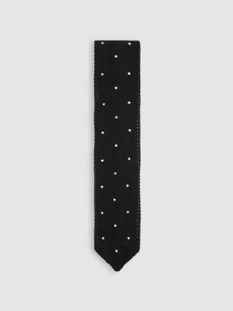 Reiss Black Punto Silk Knitted Pin-dot Tie