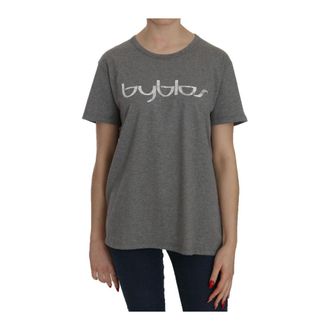 Byblos T-Shirts, female, Gray, Size: XL Short Sleeve Round Neck T-Shirt