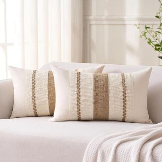 OEM Funda De Coj&iacute;n Decorativa Tejida A Rayas Con Textura Bohemia Marr&oacute;n De 30x50, Funda De Coj&iacute;n Moderna Para Sof&aacute;, Sala De Estar, Dormitorio, Decoraci&oacute;n,