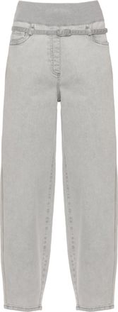 PANICALE Grey Belted Elastic Waist Cotton Chino Pants Pants