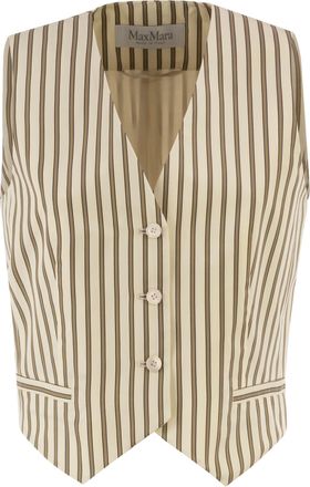 Max Mara Mxmfauno Striped Cotton And Silk Canvas Waistcoat