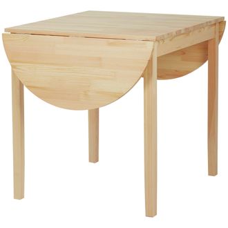 HOMCOM Foldable Dining Table - Solid Wood Drop Leaf Table - Natural | TJ Hughes