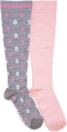 Muk Luks Nylon Blend Compression Socks 2 Pair Pack Wide Size in Grey/pink at Nordstrom