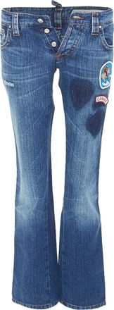 Dsquared2 washed denim patch reworked bootcut jeans