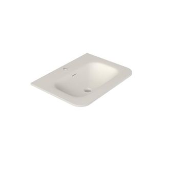 Saniclass Terra Meubelwastafel - 81x46x1.2cm - afgeronde hoeken - 1 wasbak - 1 kraangat - solid surface - wit mat