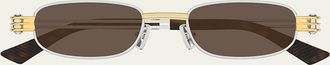Bottega Veneta Metal Rectangle Sunglasses