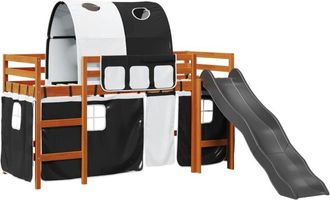 vidaXL Vidaxl - Cama Alta Ni&ntilde;os Con T&uacute;nel Madera Pino Blanco Negro 80x200 Cm