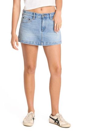 Billabong Micro Moment Denim Skort in Faded Indigo Fray at Nordstrom, Size 28
