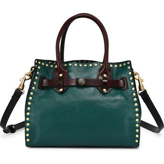 OLD TREND Westland Genuine Leather Studded Mini Tote in Teal at Nordstrom