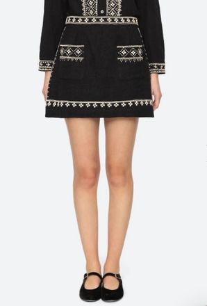 Sea New York Mille Embroidery Mini Skirt In Black