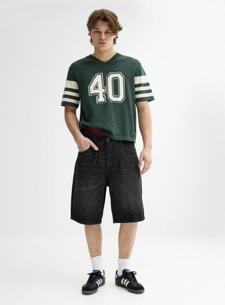 Guess Mens Pintuck faded black jort Baggy fit