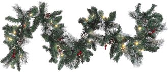 Beliani Beliani - Guirnalda Led Verde Blanco 180 Cm Material Sint&eacute;tico Navidad Pi&ntilde;as Bayas Wapta