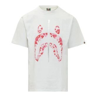 A Bathing Ape T-Shirts, male, White, Size: 2XL ABC Camo Shark Tee