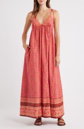 Free People Sorrento Stroll Print Maxi Dress in Tart Berry Combo at Nordstrom, Size X-Small
