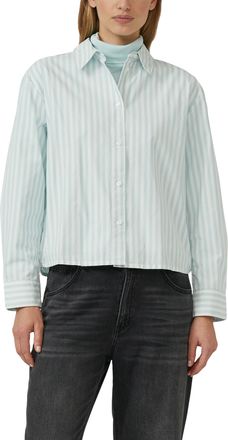 s.Oliver Hemdbluse S.OLIVER, Damen, Gr. 34, icy aqua stripe, Web, Obermaterial: 100% Baumwolle, gestreift, regular fit normal, ohne Ausschnitt, Manschette, Blu