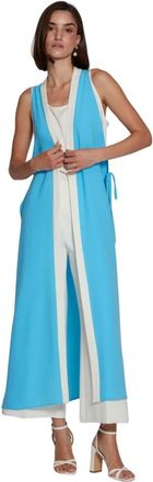 Moskada Blauwe Neptunus Vest Elastische Cr&ecirc;pe - Dames - Maxi kleedjes - Blauw - XL - Kleedjes