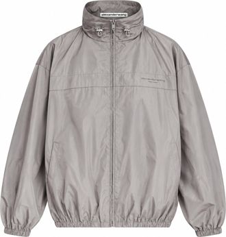Alexander Wang Grey Drawstring Neck Oversized Track Jacket