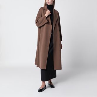 Max Mara Cappotto midi in drap di lana marrone