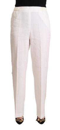 Fabiana Filippi Linen White High Waist Straight Formal Trouser Womens Pants (Pre-Owned)