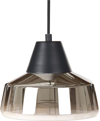 Beliani L&aacute;mpara De Techo De Metal Dorado Negro 172 Cm Pantalla Vidrio Ahumado Talparo