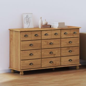 Berkfield Home Chest of Drawers ASKIM 79x40x133.5 cm Solid Wood Pine in Brown
