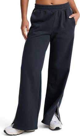 Beyond Yoga Piper LuxeFleece Side Slit Wide Leg Pants in Nocturnal Navy at Nordstrom, Size X-Large