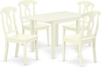 East West Furniture Dining Room Set Linen White, NDKE5-LWH-W