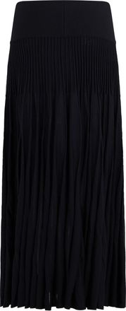 Alaia Womens Pleated Wool Skirt Black Virgin