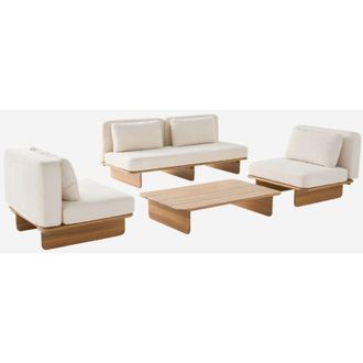 Sweeek Salotto da giardino in legno di acacia, 4 posti