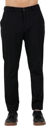 Roberto Ricci Design Pantalon chino van technische stof met elastiek - Heren - Chinos - Zwart - S - Broeken
