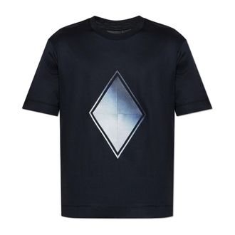 Emporio Armani T-shirt met patch - Heren - T-shirts - Zwart - XS - Katoen - Tops