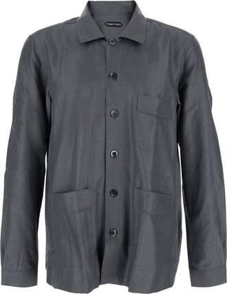 Tom Ford Charcoal Grey Solid Shirts