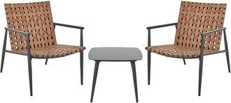Beliani Bistro Set ZIRIA PE Rattan Brown